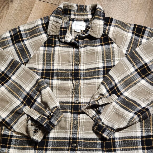🦅American Eagle Outfitters🦅ButtonDown Oversized Sleeve Plaid Flannel Shirt-XS - Picture 2 of 3